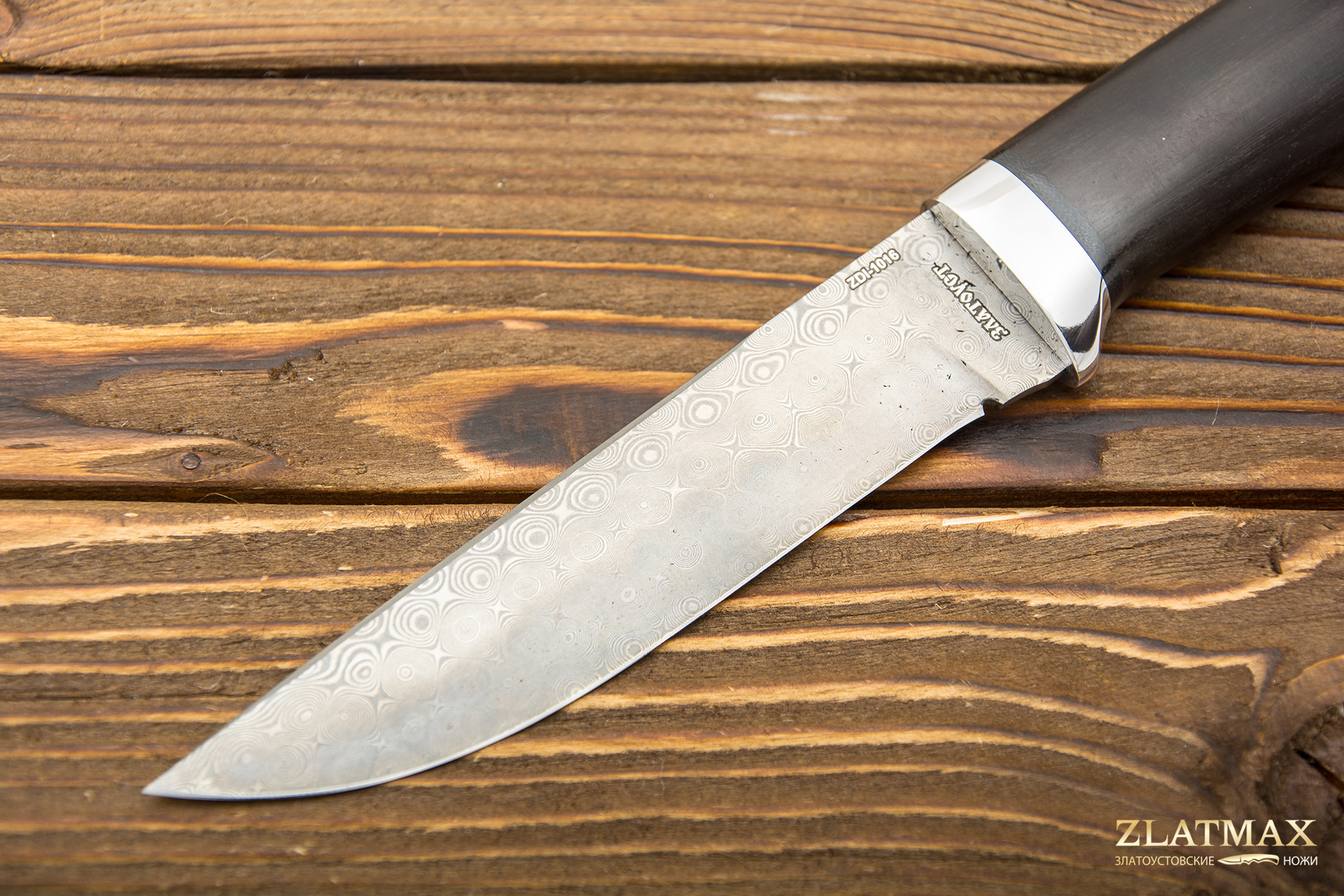 Нож Лиса (Дамаск ZDI-1016, Граб, Алюминий)