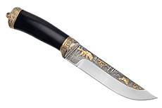 Нож Бекас (40Х10С2М (ЭИ-107), Граб, Латунь, Золочение клинка гарды и тыльника)