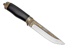 Нож Лиса (40Х10С2М (ЭИ-107), Граб, Латунь, Золочение клинка гарды и тыльника)