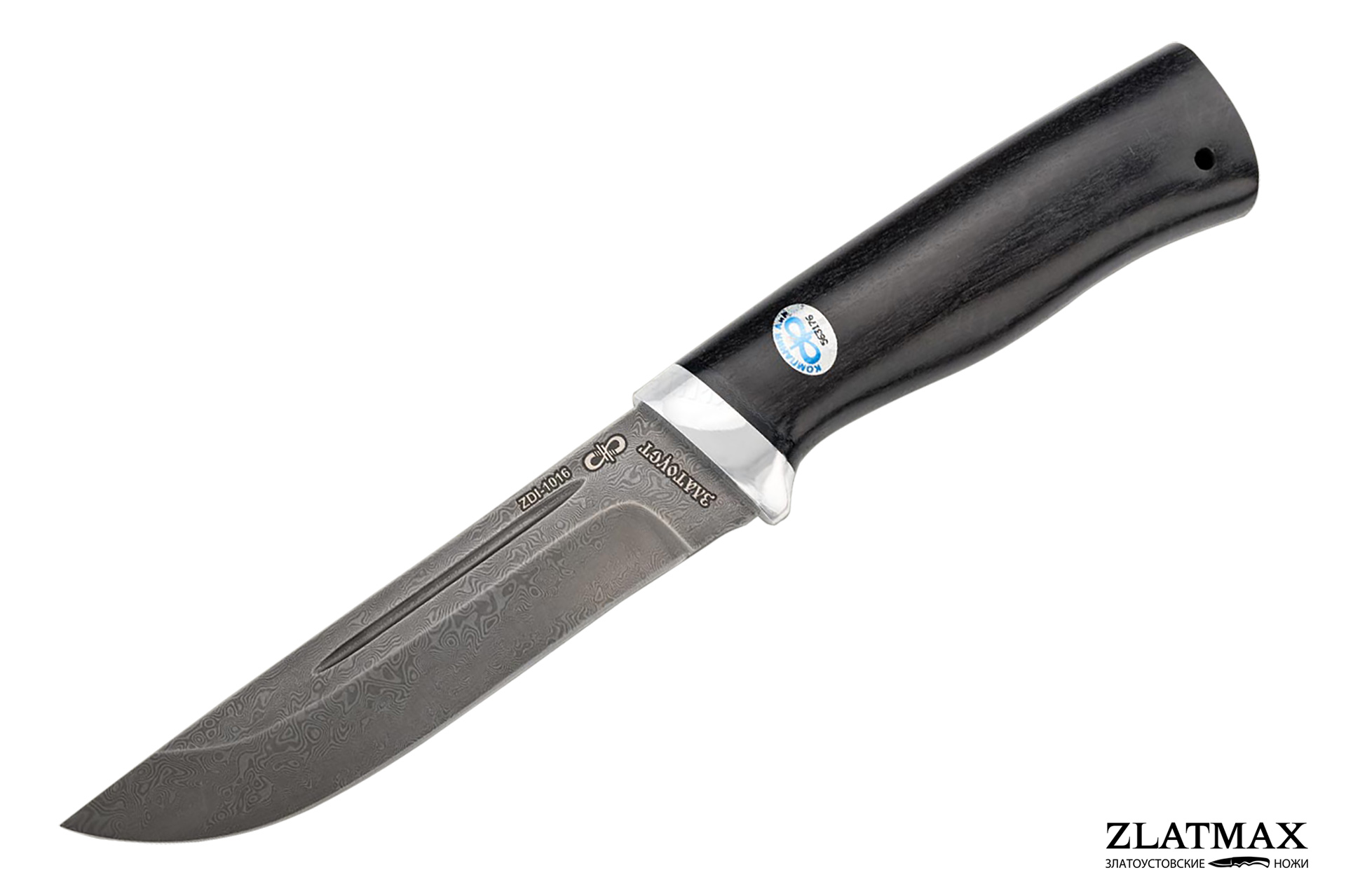 Нож Бекас (Дамаск ZDI-1016, Граб, Алюминий, Золочение клинка)