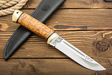 Нож Бекас (95Х18, Стабилизированная карельская береза, Латунь)