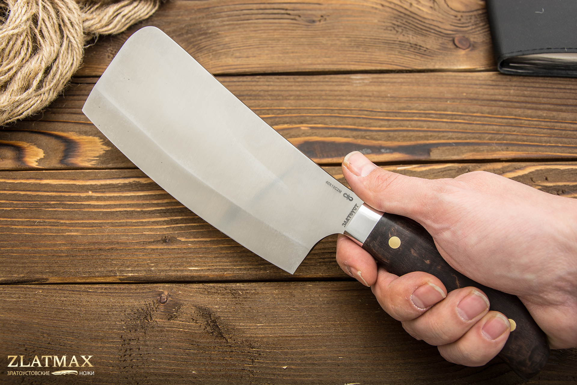 Нож Секач ЦМ (40Х10С2М, Накладки стабилизированная карельская береза, Алюминий)