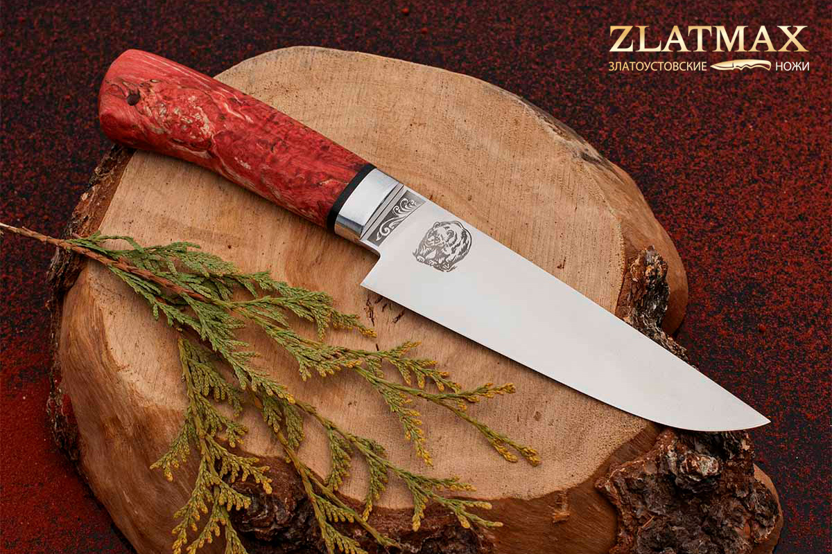 Нож Барибал (95Х18, Стабилизированная карельская береза красная, Алюминий)