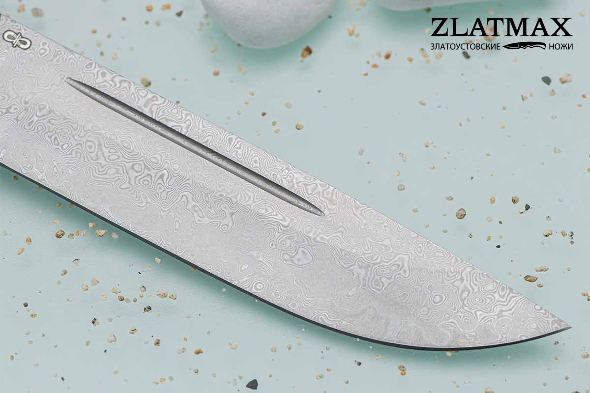 Нож Бекас ЦМ (Дамаск ZDI-1016, Композит с бронзовой микросеткой луна)