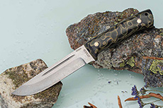 Нож Бекас ЦМ (Дамаск ZDI-1016, Композит с латунной микросеткой соты)