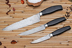 Кухонные ножи купить в Хабаровске: Набор кухонных ножей Поварской-3 (Дамаск ZDI-1016, Стабилизированный граб, Алюминий)