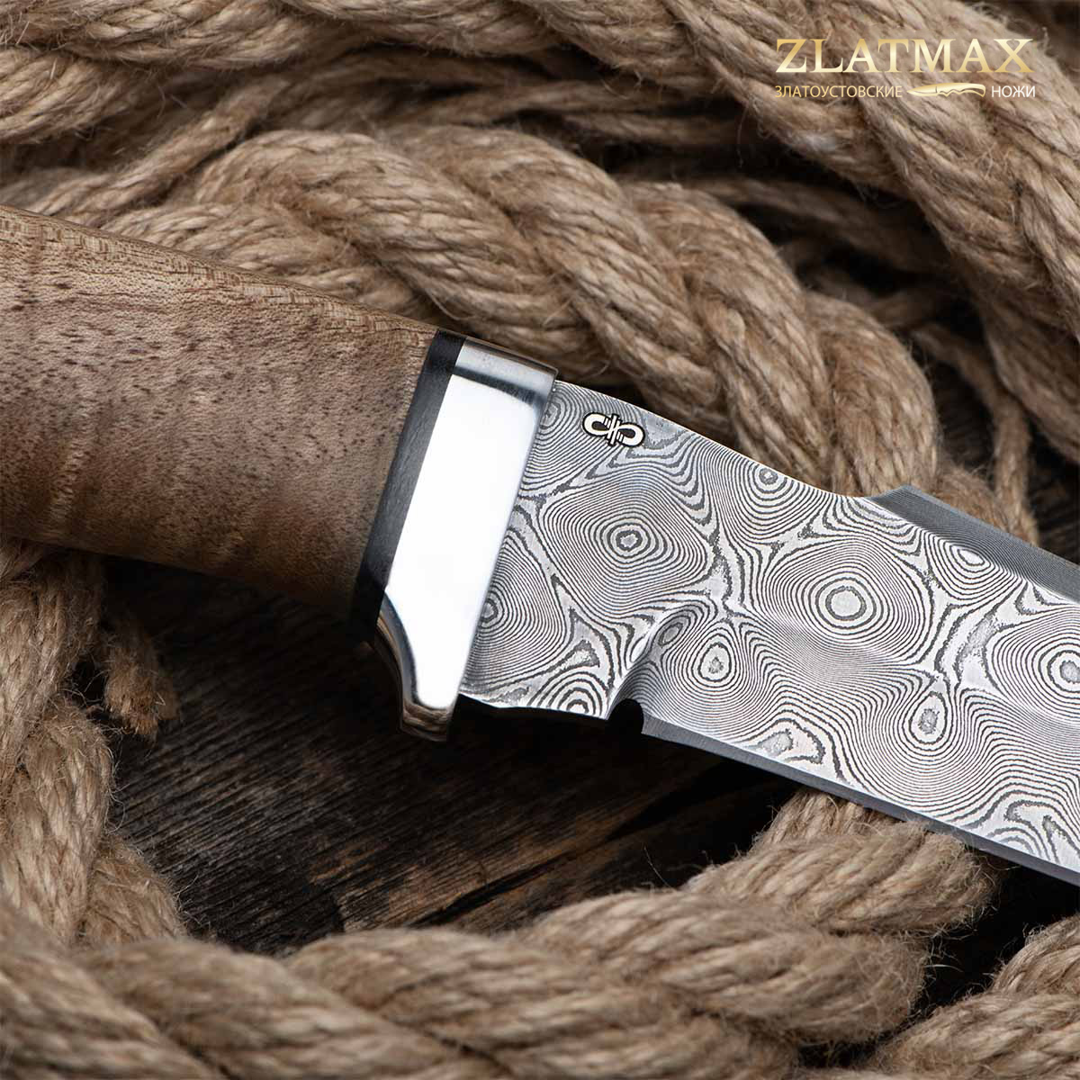 Нож Клык (Дамаск ZDI-1016, Орех, Алюминий)