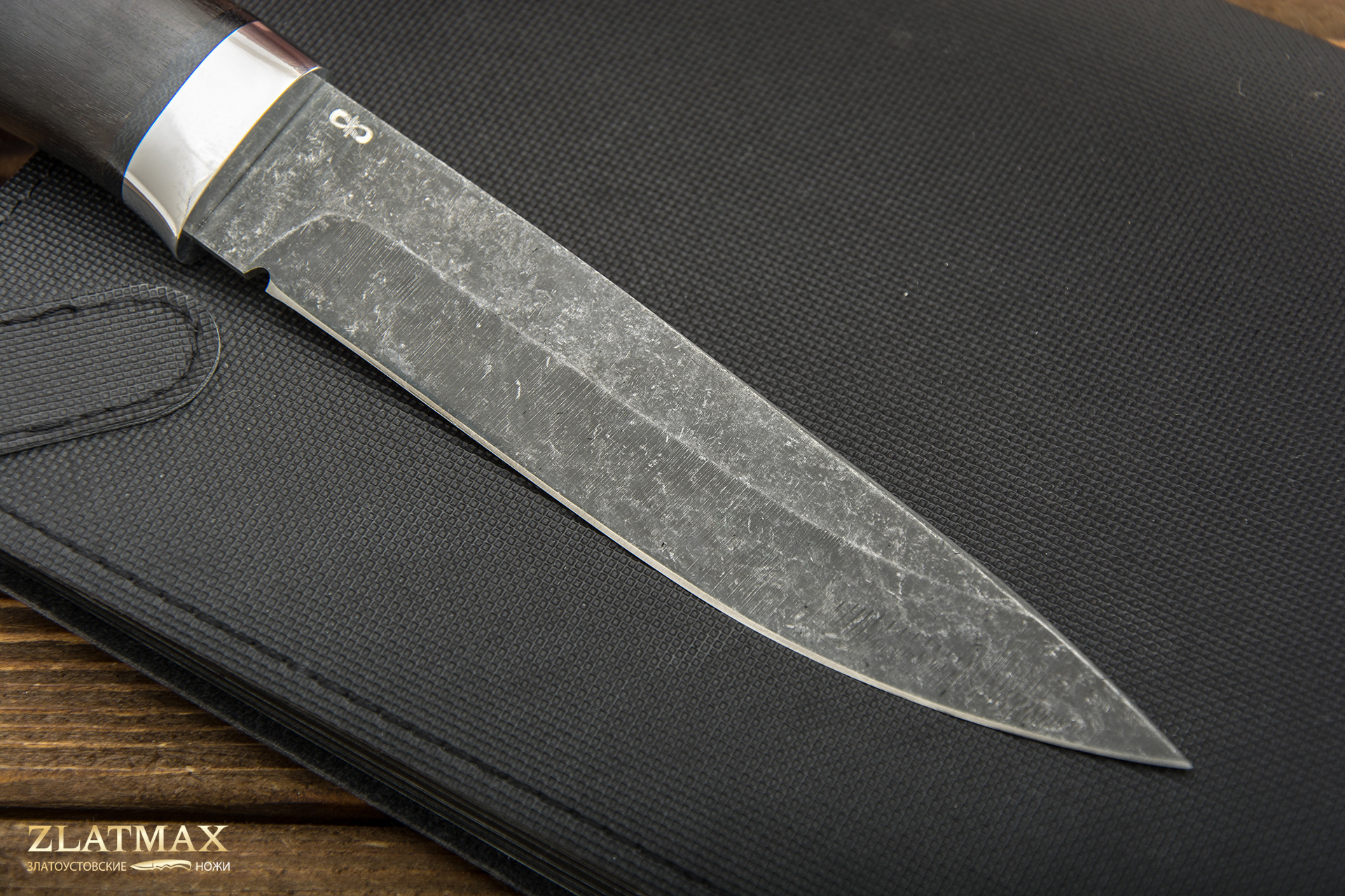 Нож Пескарь (ELMAX, Граб, Алюминий, Обработка клинка Stonewash)