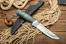 Нож Бекас (110Х18М-ШД, Стабилизированная карельская береза зеленая, Алюминий)
