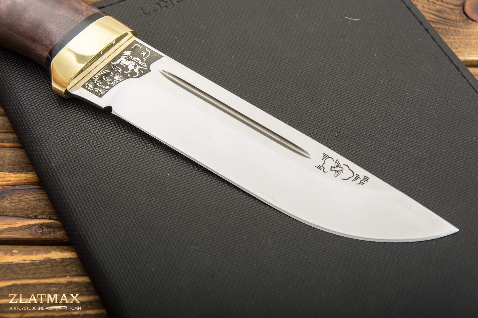 Нож Бекас (ELMAX, Стабилизированная карельская береза, Латунь)