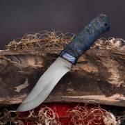 Ножи из дамасской стали ZD-0803: Нож Клычок-3 без тыльника (Дамаск ZD-0803, Стабилизированная карельская береза лазурная, ZlaTi)