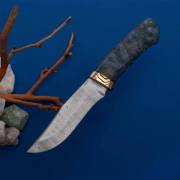 Ножи из дамаска ZDI-1016 купить в Екатеринбурге: Нож Клычок-3 без тыльника (Дамаск ZDI-1016, Стабилизированная карельская береза лазурная, Мокумэ-ганэ)