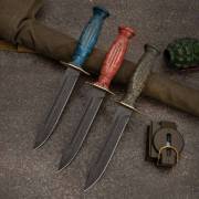 Разделочные ножи: Нож тактический НР-43 Вишня (100Х13М, Стабилизированная карельская береза лазурная, Латунь, Обработка клинка Stonewash)