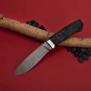 Ножи из дамасской стали ZD-0803: Нож Пилигрим (Дамаск ZD-0803, Стабилизированный березовый кап, Алюминий)