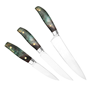 Ножи по маркам стали купить в Владивостоке: Набор Поварской-3 (95Х18, Стабилизированный березовый кап, Алюминий)
