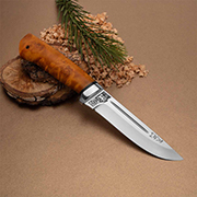 Ножи по маркам стали купить в Владивостоке: Нож Бекас (S390, Стабилизированный кап тополя оранжевый, Алюминий)