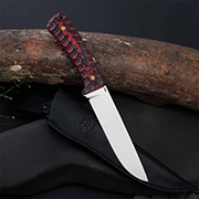 Ножи из стали 95Х18 купить в Новокузнецке: Нож Лиса (95Х18, G10, черно-красный, каменный век, клиновая срезка)