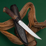 Ножи из стали CPR – оптимальное сочетание надежности и доступности: Нож Финка Нью (CPR, Наборная: стабилизированный граб, стабилизированный кап клена, фибра , Алюминий)