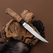 Финский нож купить в Челябинске: Нож Финка Нью с формованными ножнами (N690, Наборная: стабилизированный граб, стабилизированный кап клена, фибра )