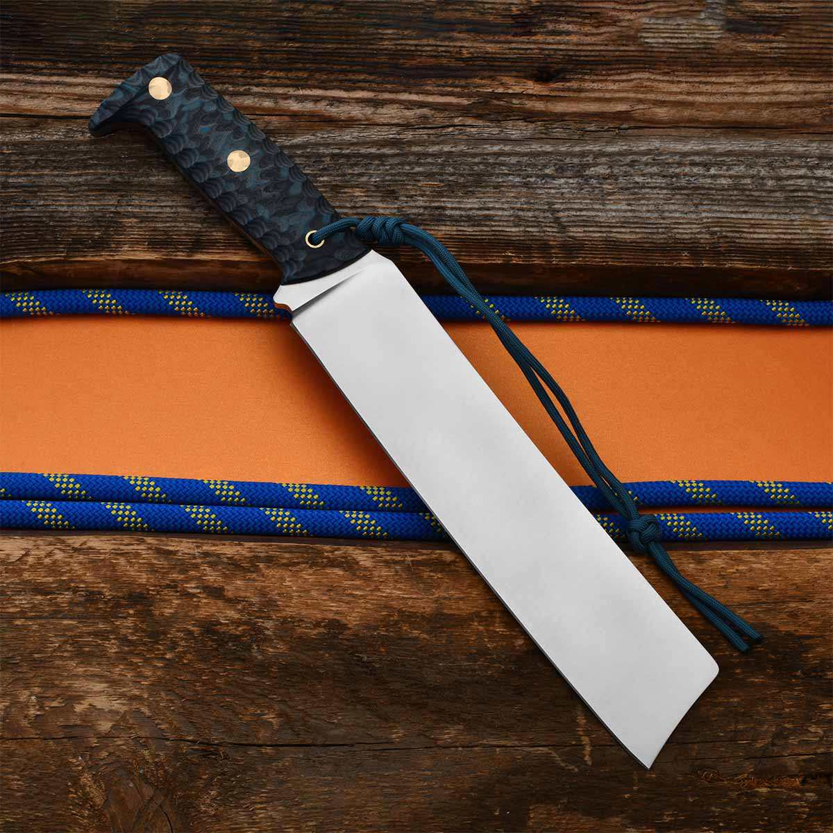 Ножи по маркам стали купить в Владивостоке: Уралмаш тесак (50Х14МФ, Накладки G10 каменный век)