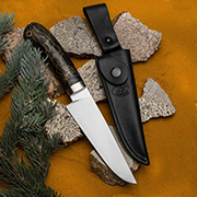 Ножи из стали S390 – премиальное качество для профессионалов: Нож Барибал (S390, Композит с латунной микросеткой волны , Алюминий)