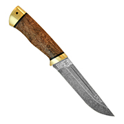 Ножи из стали ELMAX купить в Новокузнецке: Нож Бекас (ELMAX, Стабилизированная карельская береза коричневая, Латунь, Обработка клинка Stonewash)