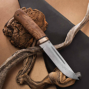 Ножи по маркам стали купить в Владивостоке: Нож Бекас (Дамаск ZDI-1016, Стабилизированная карельская береза, Мокумэ-ганэ)