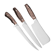 Кухонные ножи купить в Хабаровске: Набор кухонных ножей Таймень (95Х18, Стабилизированная карельская береза, Алюминий)