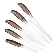 Кухонные ножи купить в Хабаровске: Набор кухонных ножей Поварской-5 ЦМ (95Х18, Стабилизированная карельская береза, Алюминий)