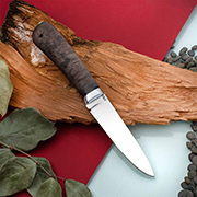 Ножи из стали S390 – премиальное качество для профессионалов: Нож Эш (S390, Стабилизированная карельская береза коричневая, Алюминий)