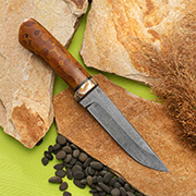 Ножи из дамаска купить в Туле: Нож Лиса (Дамаск ZDI-1016, Композит с бронзовой микросеткой луна)