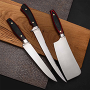 Кухонные ножи купить в Хабаровске: Набор кухонных ножей Таймень (95Х18, G10 черно-красный, Алюминий)