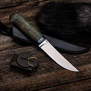 Ножи охотничьи купить в Хабаровске: Нож Чеглок (95Х18, Стабилизированная карельская береза зеленая, ZlaTi)