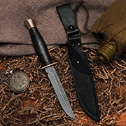 Финка НКВД купить в Волгограде: Нож Финка-2 (Дамаск ZDI-1016, Светонакопительный акрил, Мокумэ-ганэ)