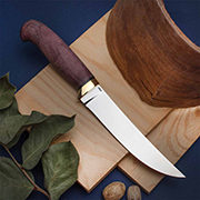 Ножи из стали S390 – премиальное качество для профессионалов: Нож Чеглок (S390, Стабилизированная карельская береза, Латунь)