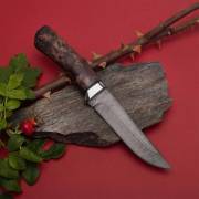 Ножи из дамаска ZDI-1016 купить в Екатеринбурге: Нож Лиса (Дамаск ZDI-1016, Стабилизированный кап клёна Коричневый, Алюминий)