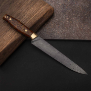 Кухонные ножи купить в Хабаровске: Нож кухонный Разделочный (Дамаск ZDI-1016, Композит с латунной микросеткой волны , Латунь)