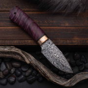 Категория ножей купить в Владивостоке: Нож Добрый (Дамаск ZDI-1016, Cтабилизированный тополь фиолетовый, Мокумэ-ганэ)