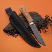 Ножи по маркам стали купить в Владивостоке: Нож Лиса (ELMAX, Стабилизированный кап клёна, Латунь, Пескоструйная обработка Sandwave)