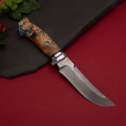 Ножи по маркам стали купить в Владивостоке: Нож Росомаха (Дамаск ZDI-1016, Стабилизированный кап клёна, Алюминий)