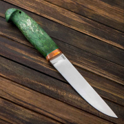 Категория ножей купить в Владивостоке: Нож Сапсан (S390, Стабилизированная карельская береза зеленая, Медь)