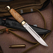 Категория ножей купить в Владивостоке: Нож Финка-3 (95Х18, Стабилизированная карельская береза, Латунь)