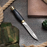 Категория ножей купить в Владивостоке: Нож Финка-3 (S390, Стабилизированная карельская береза лазурная, Латунь)