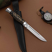 Категория ножей купить в Владивостоке: Нож Финка-3 (D2, Композит с латунной микросеткой соты, Алюминий)