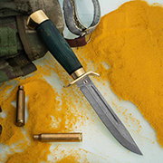 Ножи по маркам стали купить в Владивостоке: Нож Штрафбат (Дамаск ZDI-1016, Стабилизированная карельская береза лазурная, Латунь)