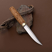 Ножи по маркам стали купить в Владивостоке: Нож Финка Сканди Мини (100Х13М, Карельская берёза, Латунь)