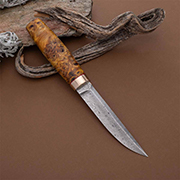 Ножи по маркам стали купить в Владивостоке: Нож Финка Сканди Мини (Дамаск ZDI-1016, Стабилизированный кап, Мокумэ-ганэ)