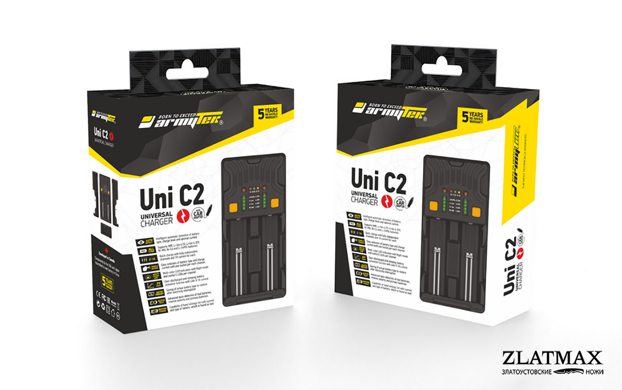 Универсальное зарядное устройство Uni C2 c автоадаптером