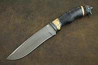 Нож R015U (Литой булат, Стабилизированная карельская береза, Литьё, Литье Пума, Золочение гарды и тыльника)