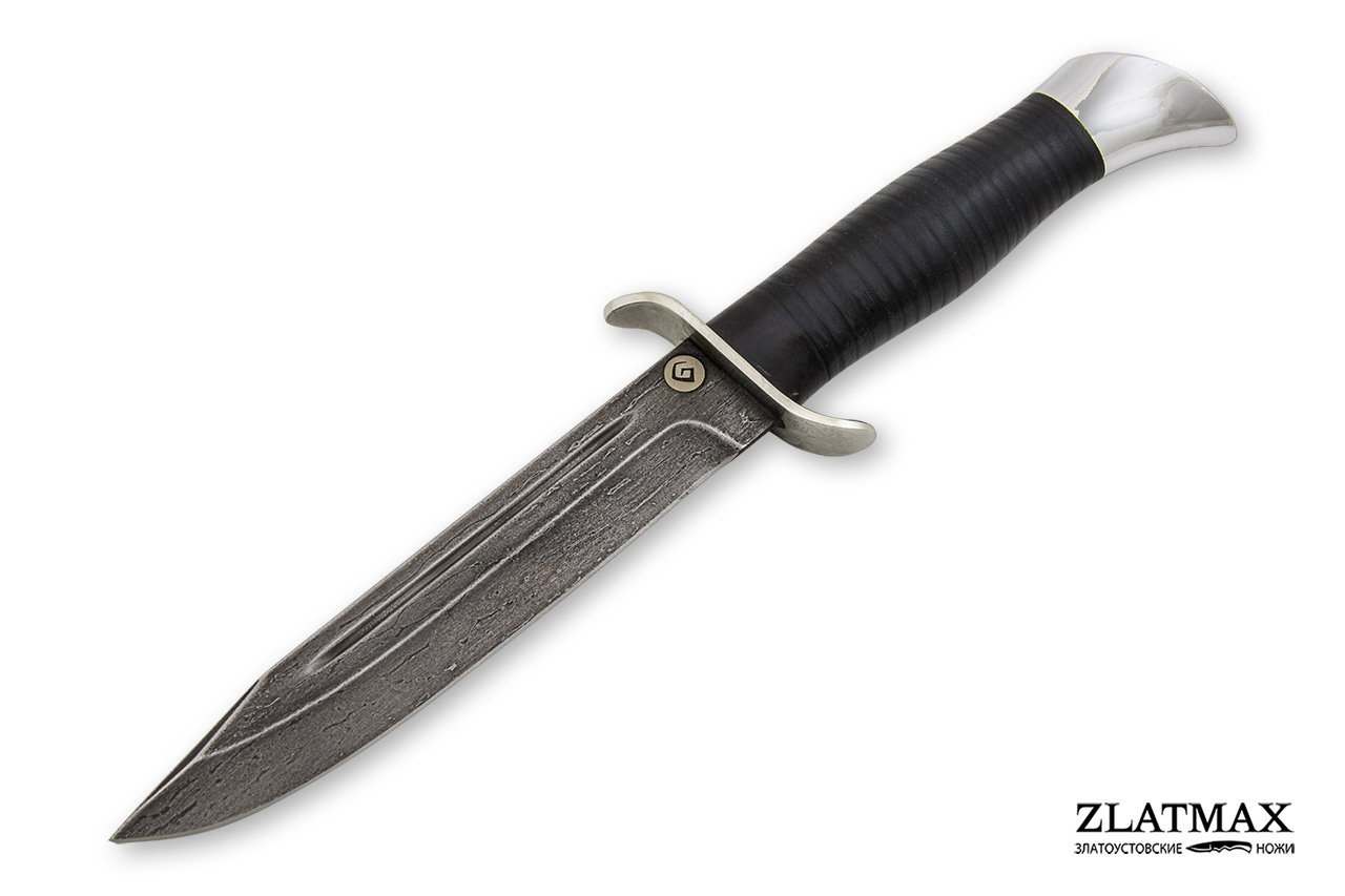 Нож T002 НР-40 (Литой булат, Наборная кожа, Нержавеющая сталь, Алюминий) фото-01